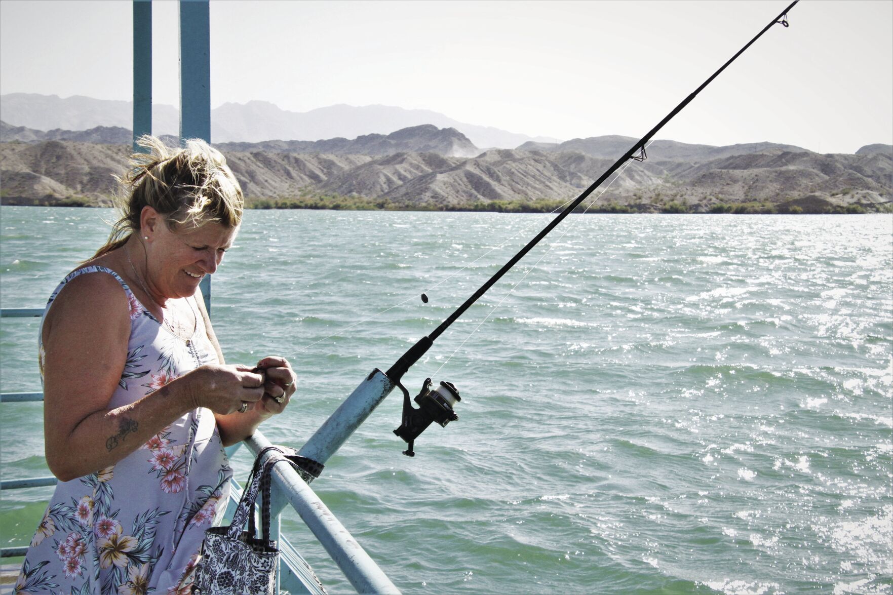 Seen in Havasu: Trying out fishing on a windy day